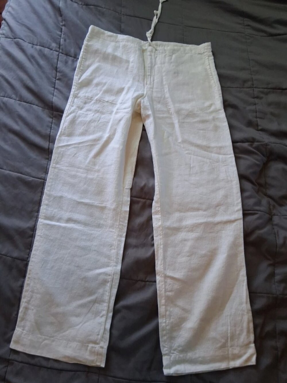 GAP White Wide Leg Pants Womens Size 2 Regular Cotton Linen Blend Scandi Girl W1